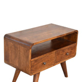 Mini Chestnut Curved Media Unit with 2 Drawers NOVEX FURNITURES