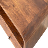Mini Chestnut Curved Media Unit with 2 Drawers NOVEX FURNITURES