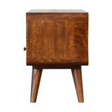 Mini Chestnut Curved Media Unit with 2 Drawers NOVEX FURNITURES