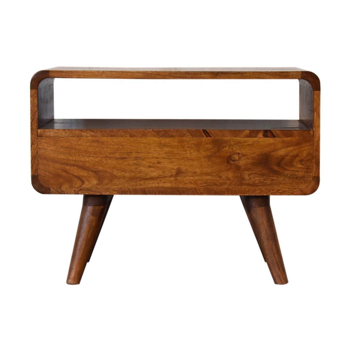Mini Chestnut Curved Media Unit with 2 Drawers NOVEX FURNITURES