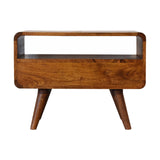 Mini Chestnut Curved Media Unit with 2 Drawers NOVEX FURNITURES