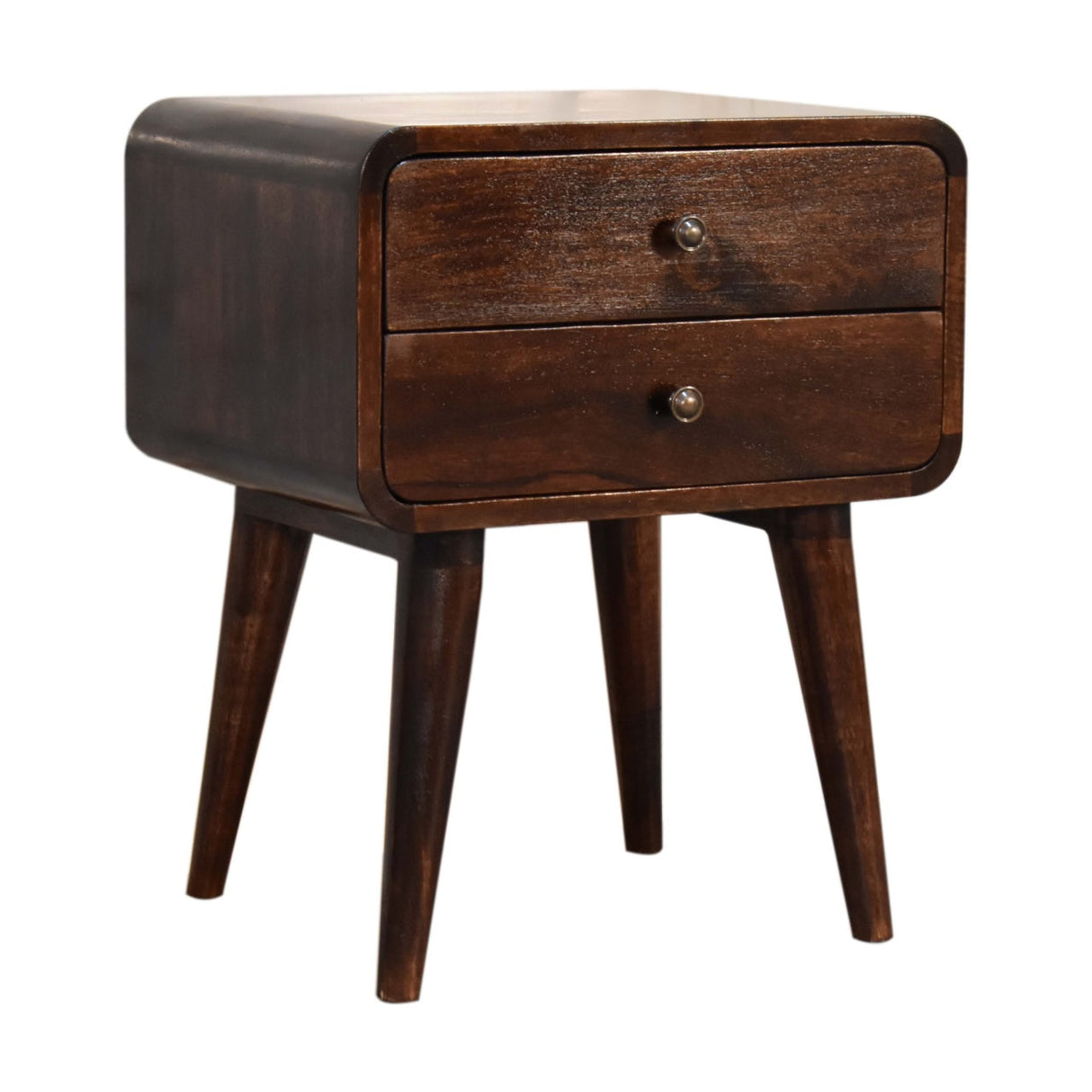 Curved Dark Walnut Bedside NOVEX FURNITURE