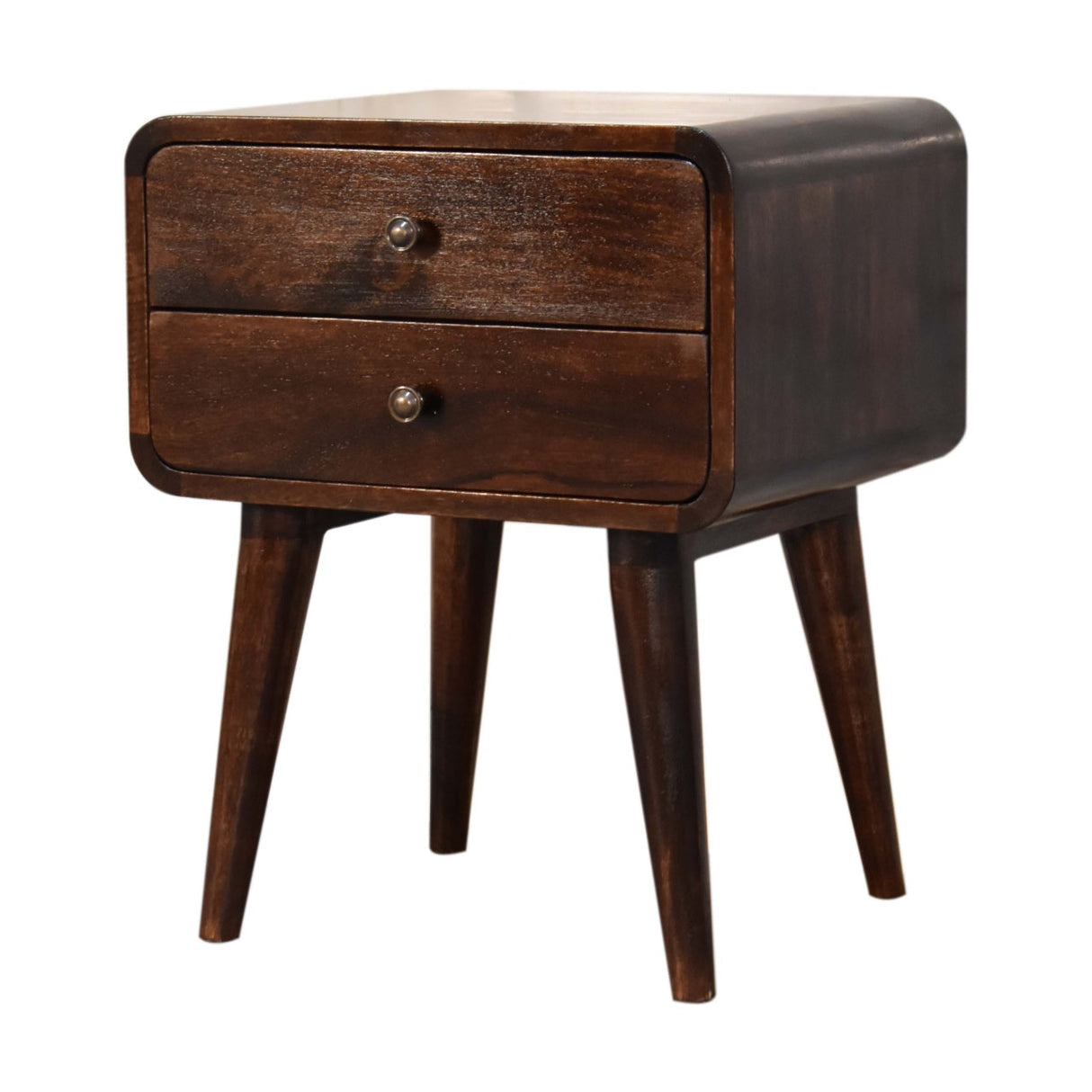Curved Dark Walnut Bedside NOVEX FURNITURE