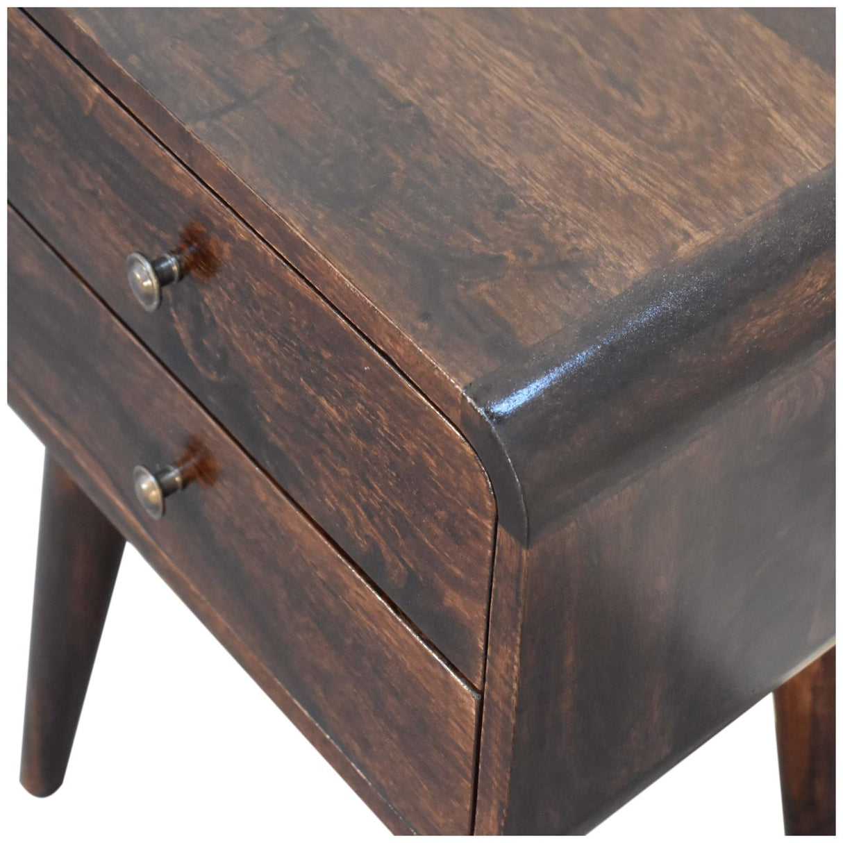 Curved Dark Walnut Bedside NOVEX FURNITURE