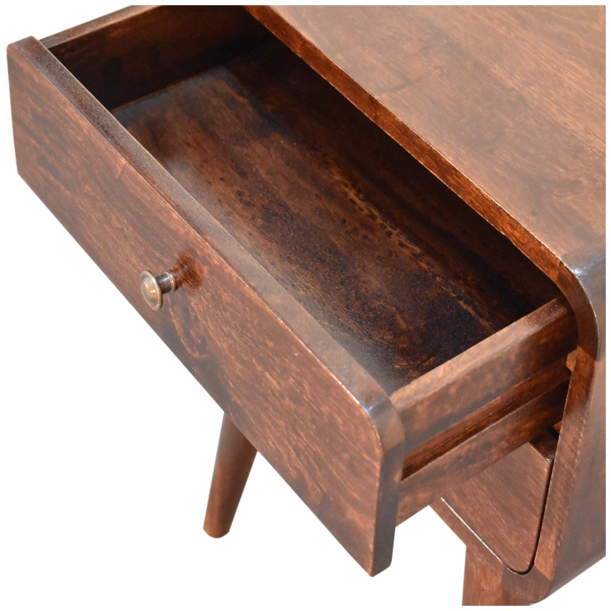 Curved Dark Walnut Bedside NOVEX FURNITURE