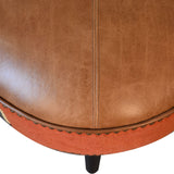 Durrie & Leather Mixed Footstool NOVEX FURNITURE
