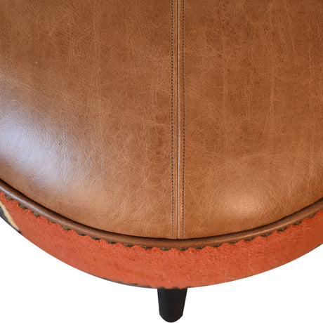 Durrie & Leather Mixed Footstool NOVEX FURNITURE