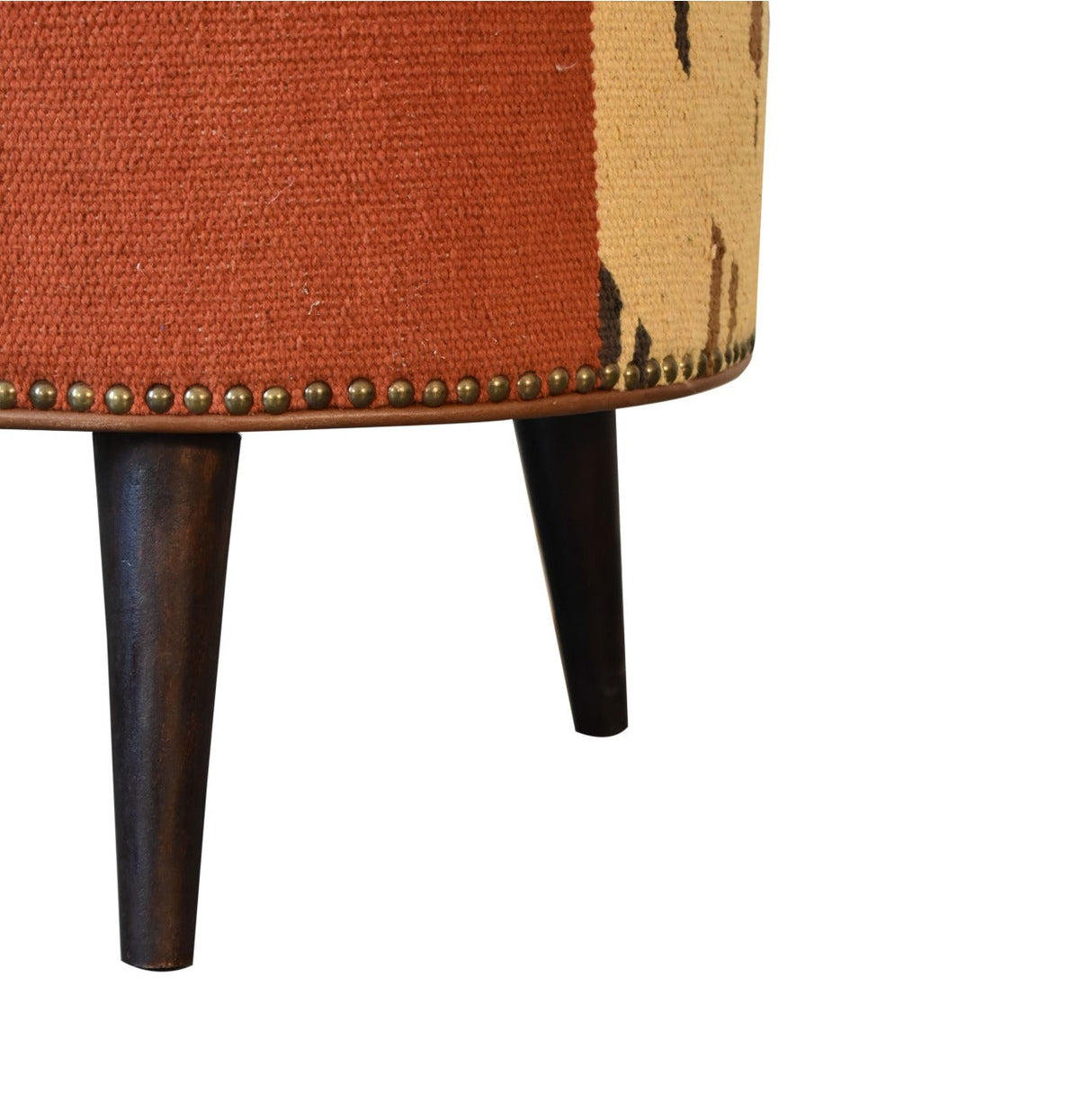 Durrie & Leather Mixed Footstool NOVEX FURNITURE