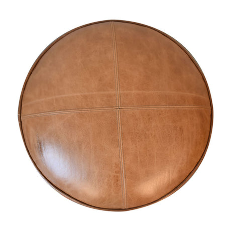 Durrie & Leather Mixed Footstool NOVEX FURNITURE