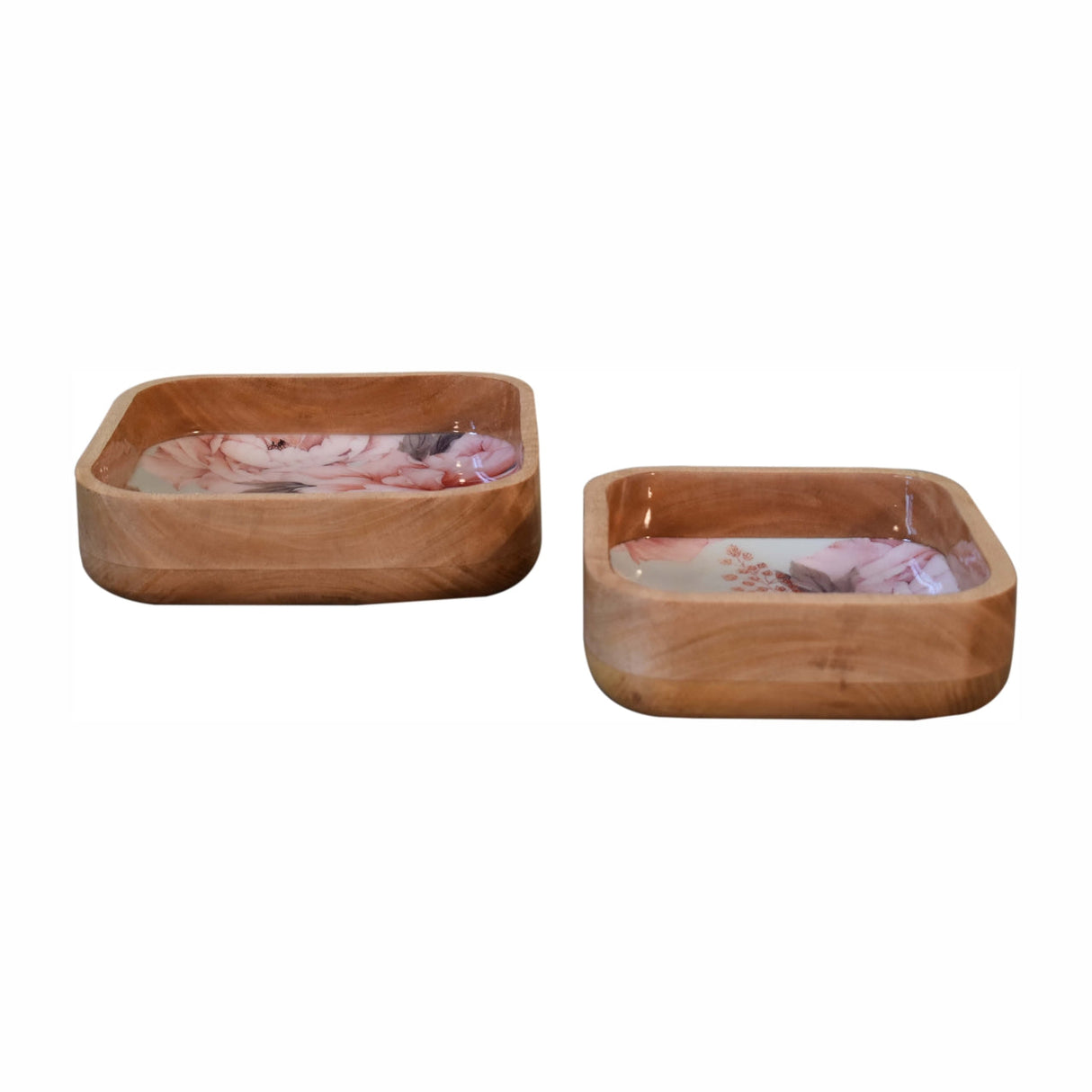 Pink Floral Square Bowl Set of 2 NOVEX FURNITURES