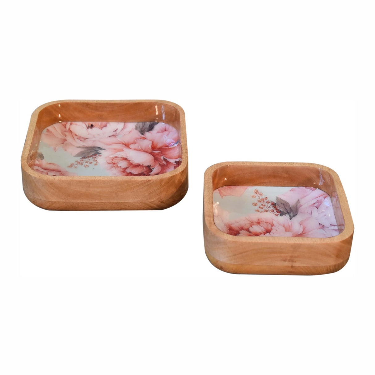 Pink Floral Square Bowl Set of 2 NOVEX FURNITURES