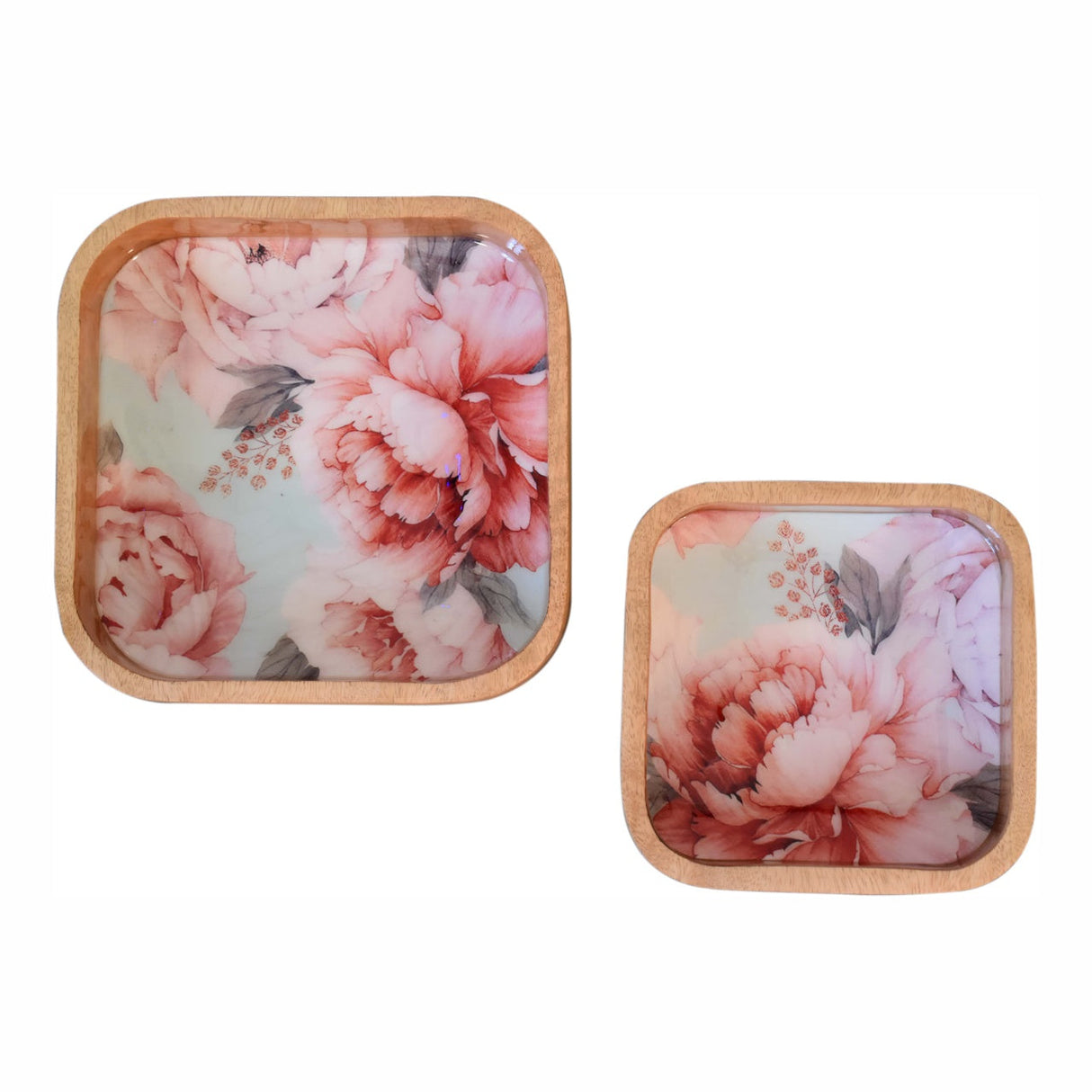 Pink Floral Square Bowl Set of 2 NOVEX FURNITURES
