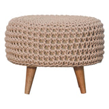 Keeva Beige Oblong Footstool NOVEX FURNITURES