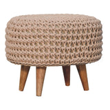Keeva Beige Oblong Footstool NOVEX FURNITURES