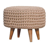 Keeva Beige Oblong Footstool NOVEX FURNITURES