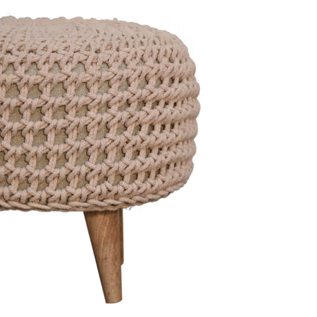 Keeva Beige Oblong Footstool NOVEX FURNITURES
