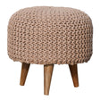 Keeva Beige Round Footstool NOVEX FURNITURES