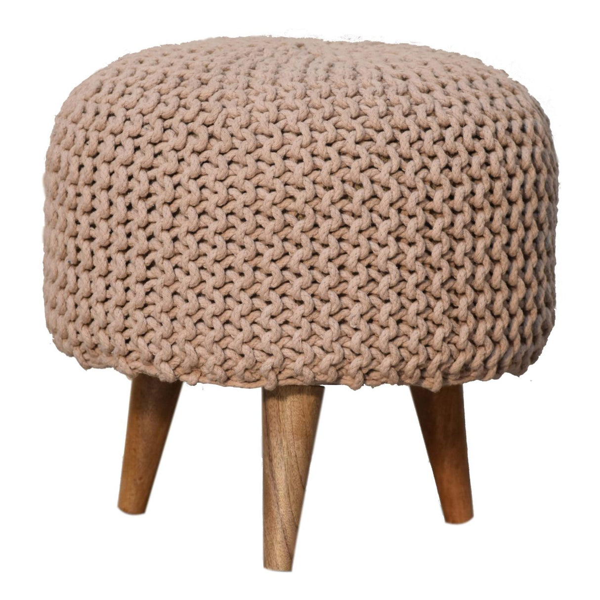 Keeva Beige Round Footstool NOVEX FURNITURES