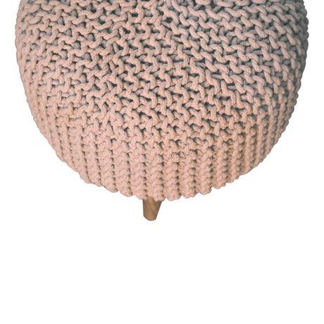 Keeva Beige Round Footstool NOVEX FURNITURES