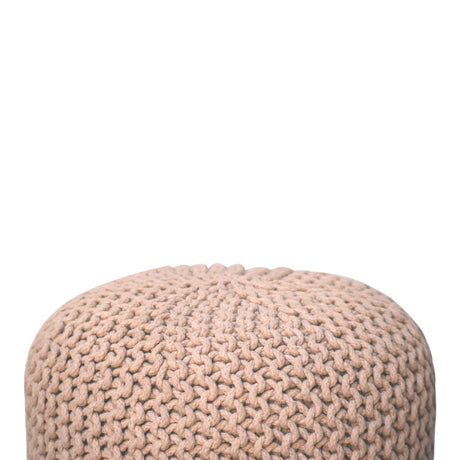Keeva Beige Round Footstool NOVEX FURNITURES