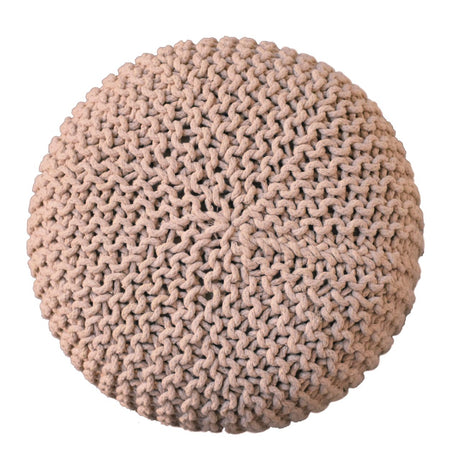 Keeva Beige Round Footstool NOVEX FURNITURES