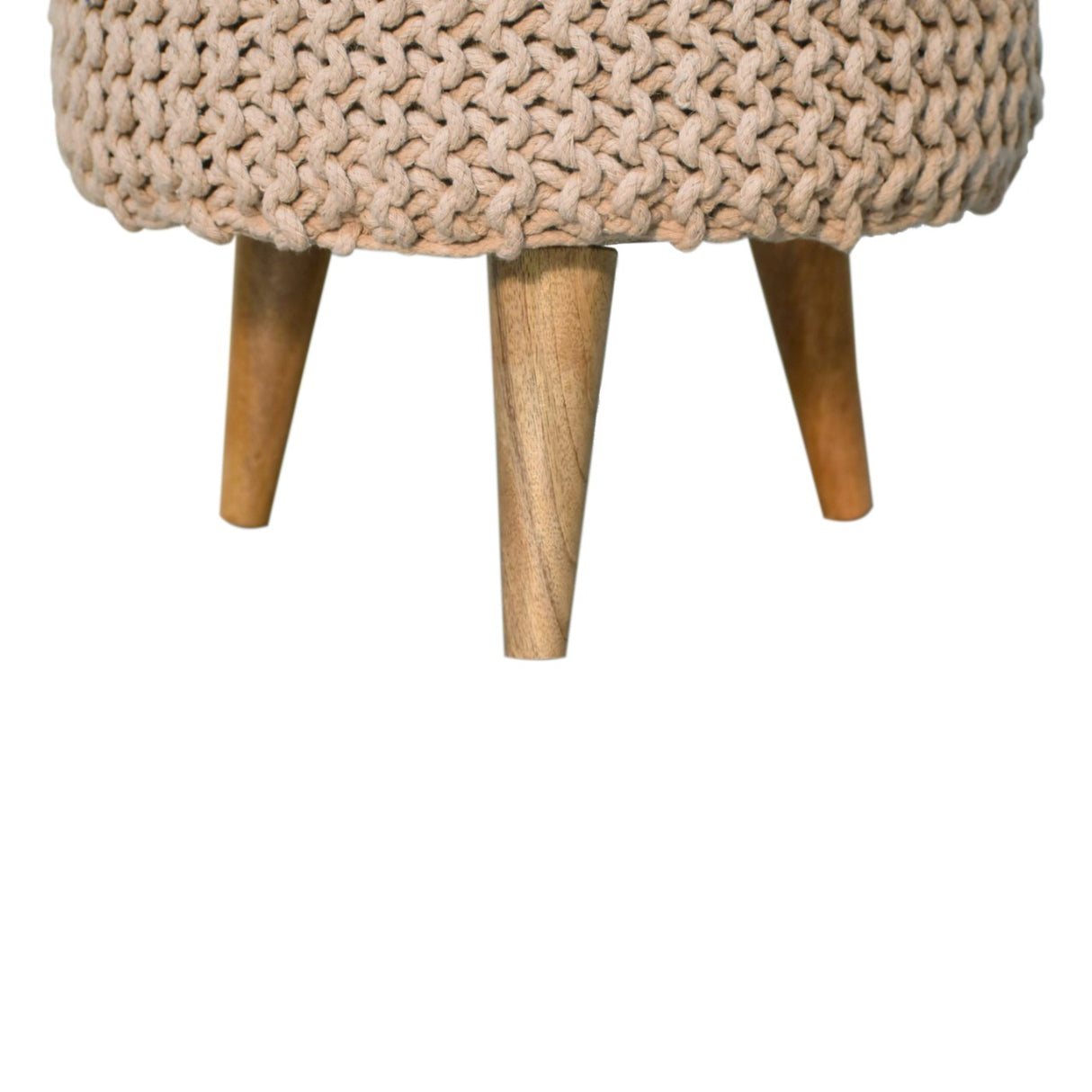 Keeva Beige Round Footstool NOVEX FURNITURES