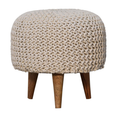 Keeva White Round Footstool NOVEX FURNITURES