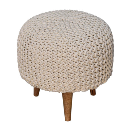 Keeva White Round Footstool NOVEX FURNITURES