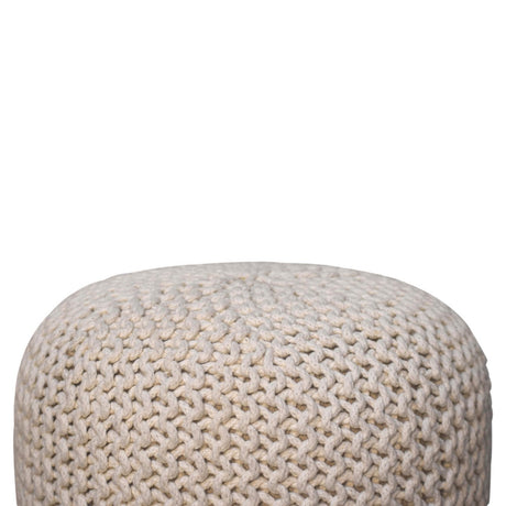 Keeva White Round Footstool NOVEX FURNITURES