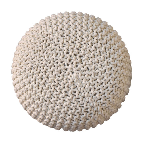 Keeva White Round Footstool NOVEX FURNITURES