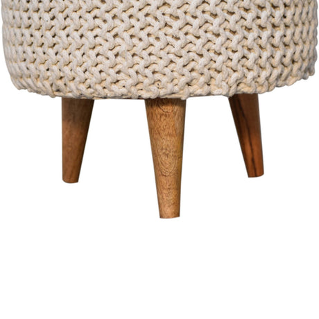 Keeva White Round Footstool NOVEX FURNITURES