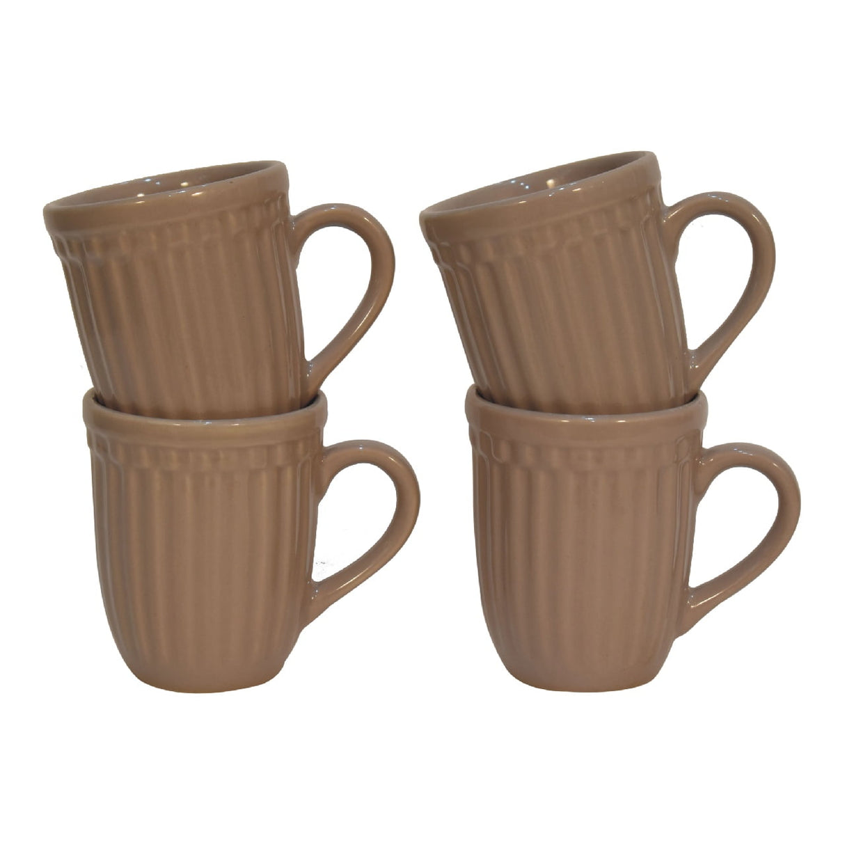 Beige Ribbed Mug Set of 4 NOVEX FURNITURES
