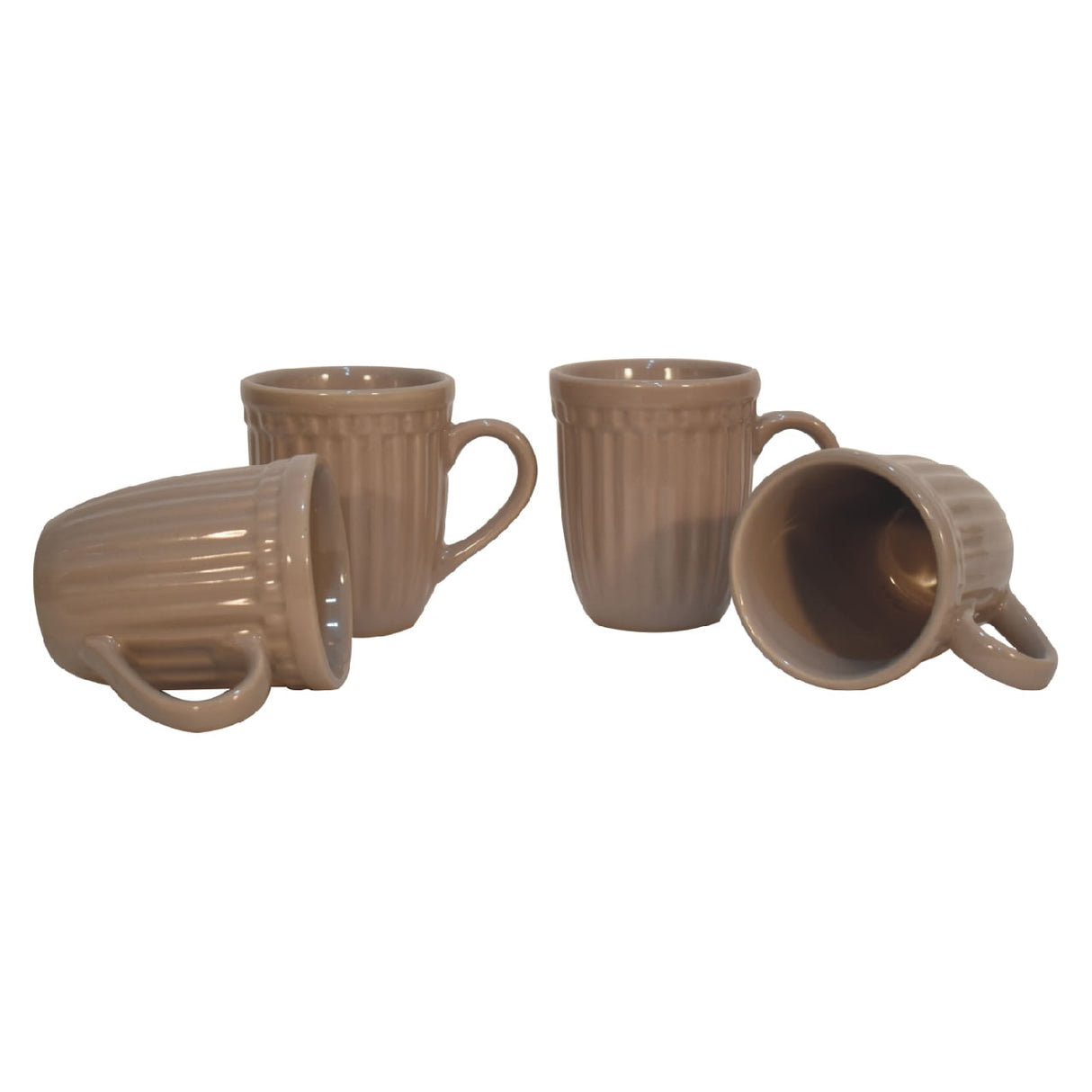 Beige Ribbed Mug Set of 4 NOVEX FURNITURES