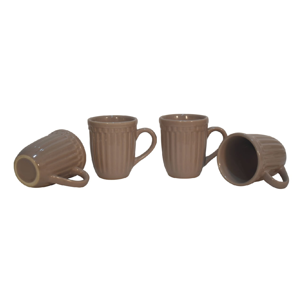 Beige Ribbed Mug Set of 4 NOVEX FURNITURES
