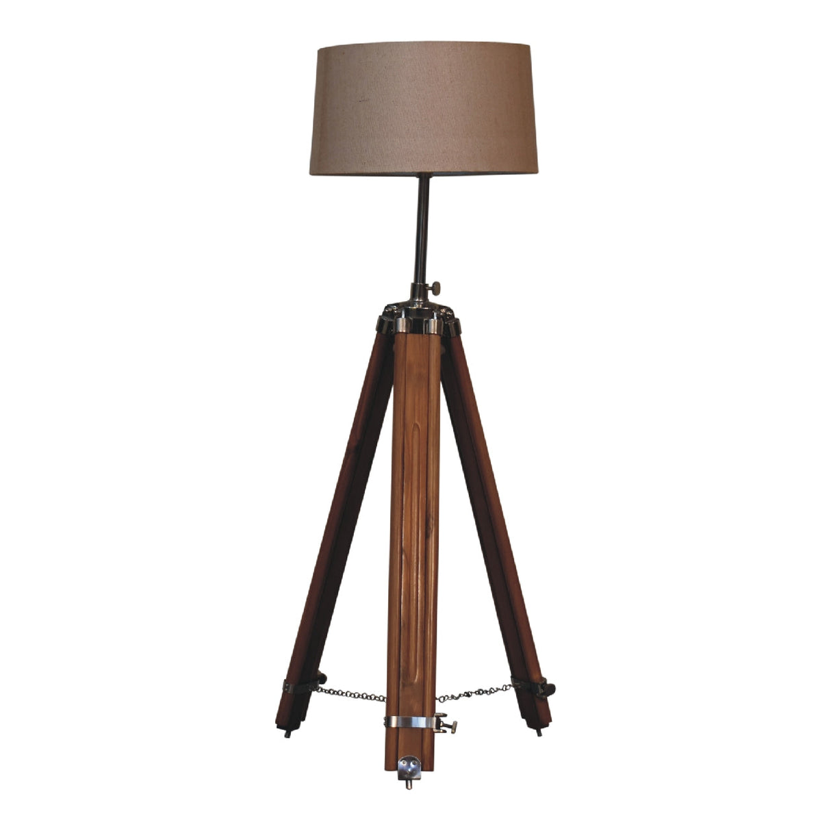 Chrome x Wood Teak Floor Lamp NOVEX FURNITURES