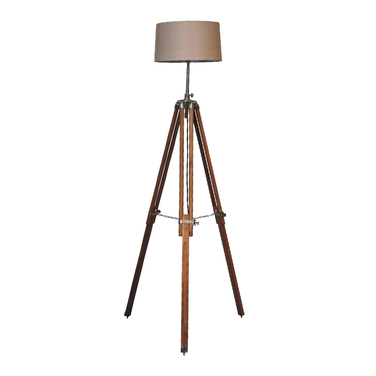 Chrome x Wood Teak Floor Lamp NOVEX FURNITURES