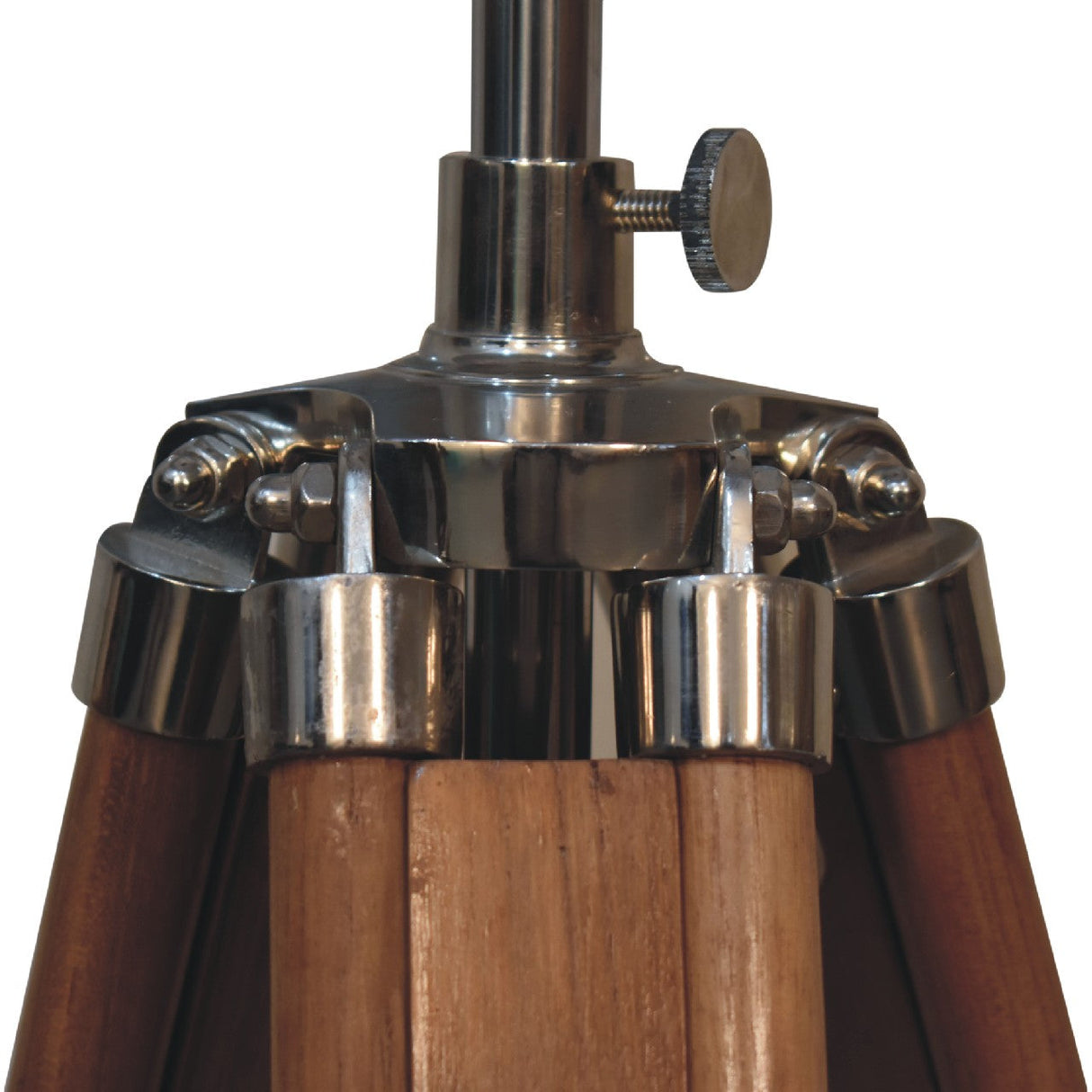 Chrome x Wood Teak Floor Lamp NOVEX FURNITURES