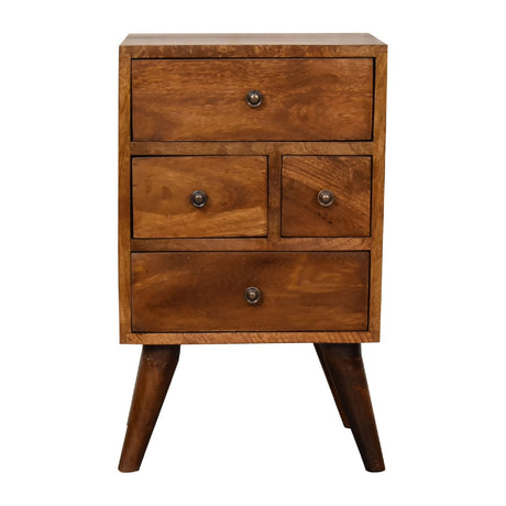 4 Drawer Multi Chestnut Bedside NOVEX FURNITURE