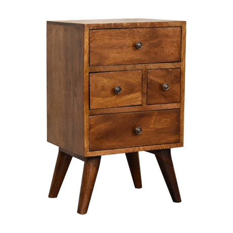 4 Drawer Multi Chestnut Bedside NOVEX FURNITURE
