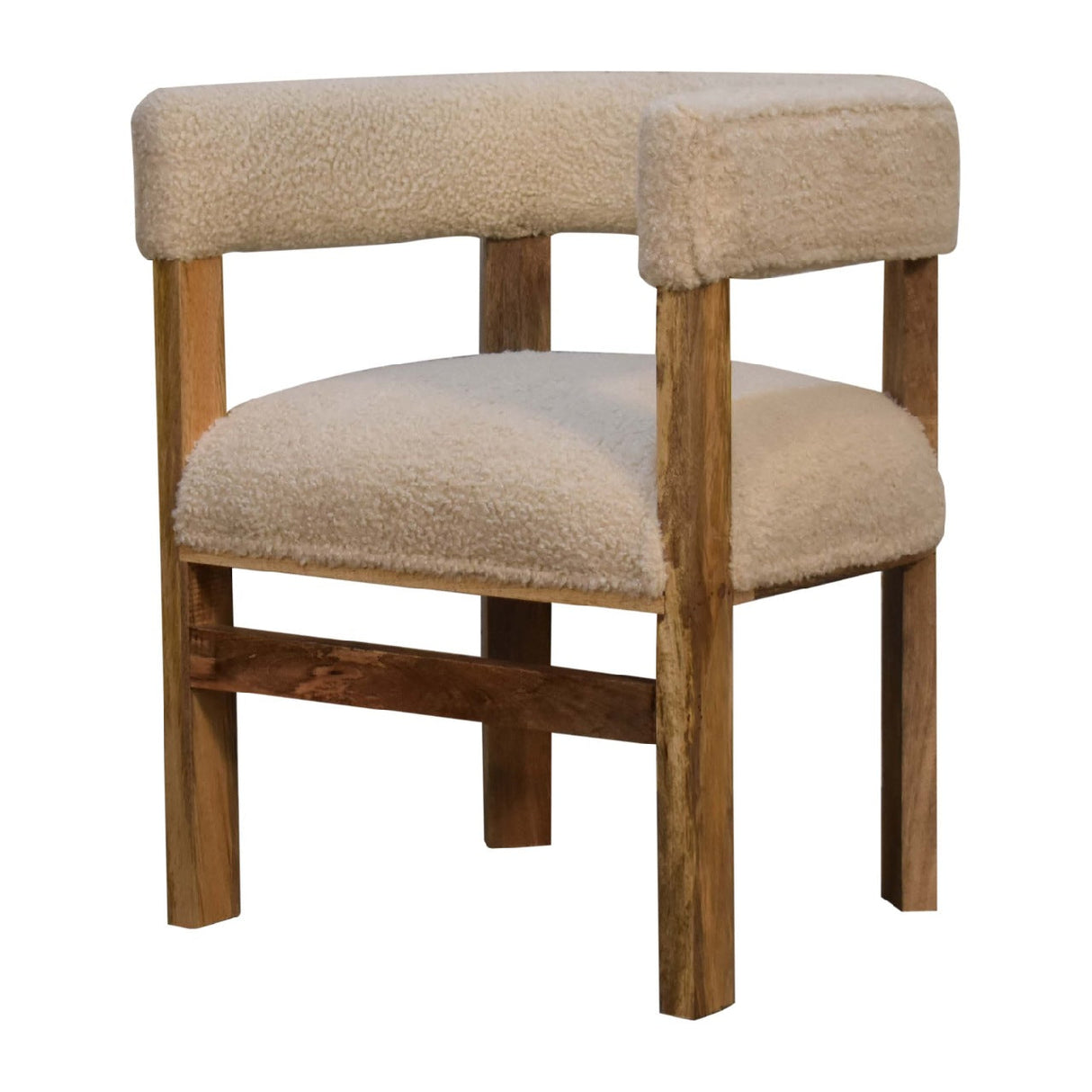 Cream Boucle Solid Wood Chair NOVEX FURNITURES