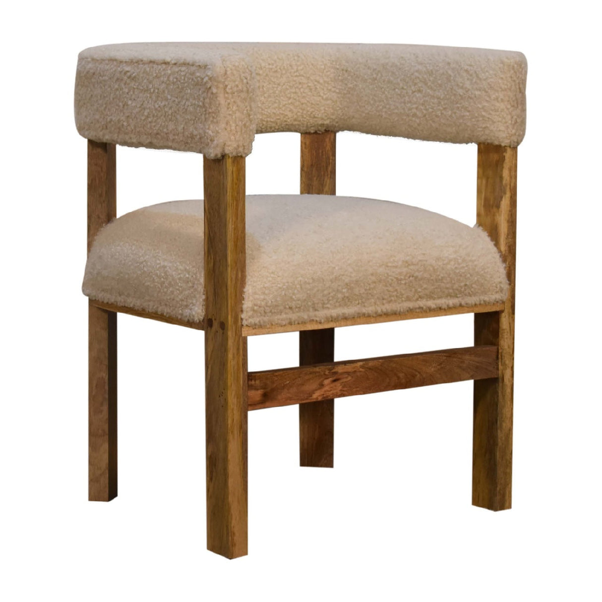 Cream Boucle Solid Wood Chair NOVEX FURNITURES