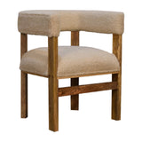 Cream Boucle Solid Wood Chair NOVEX FURNITURES