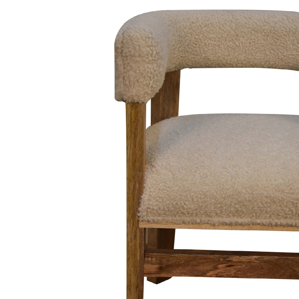 Cream Boucle Solid Wood Chair NOVEX FURNITURES