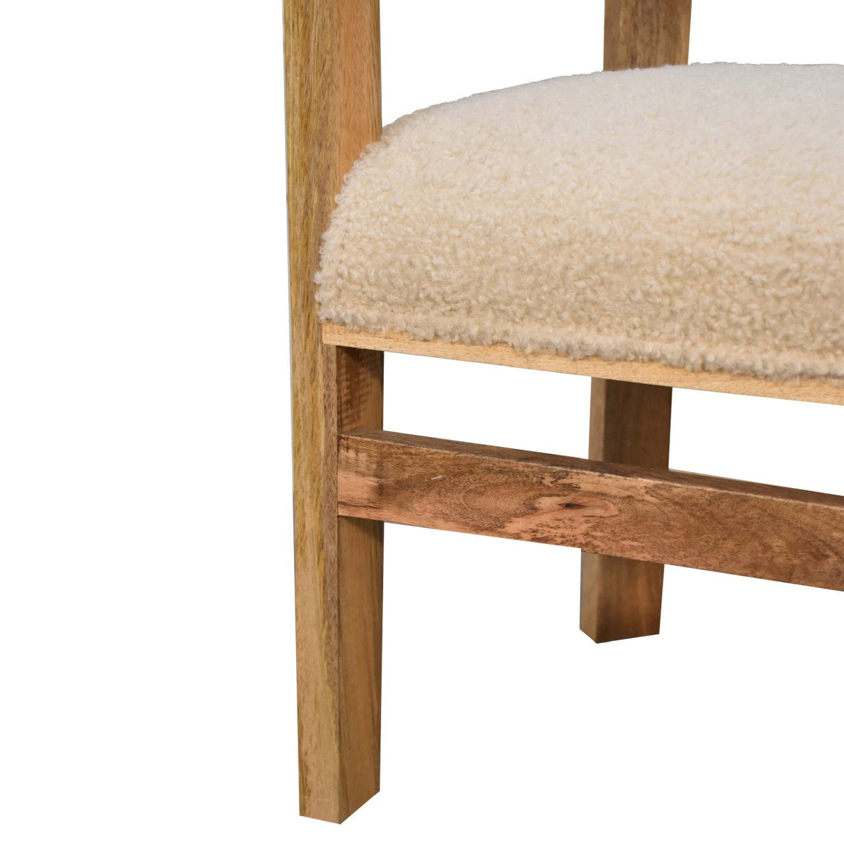 Cream Boucle Solid Wood Chair NOVEX FURNITURES
