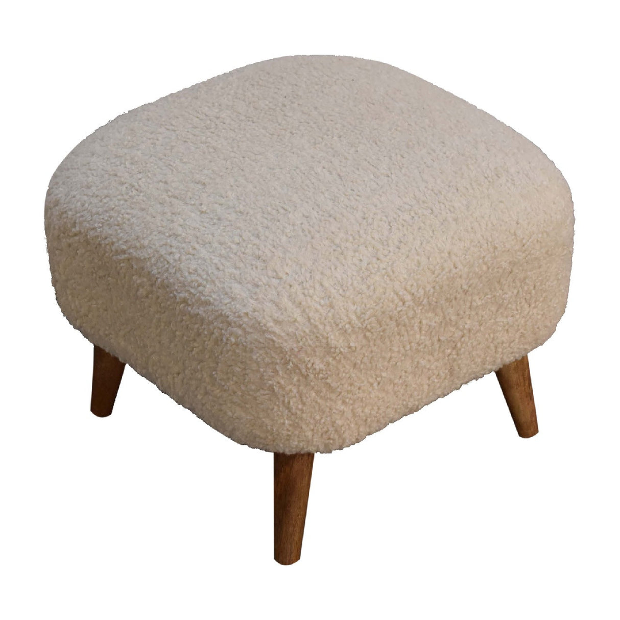 Boucle Cream Square Footstool NOVEX FURNITURES