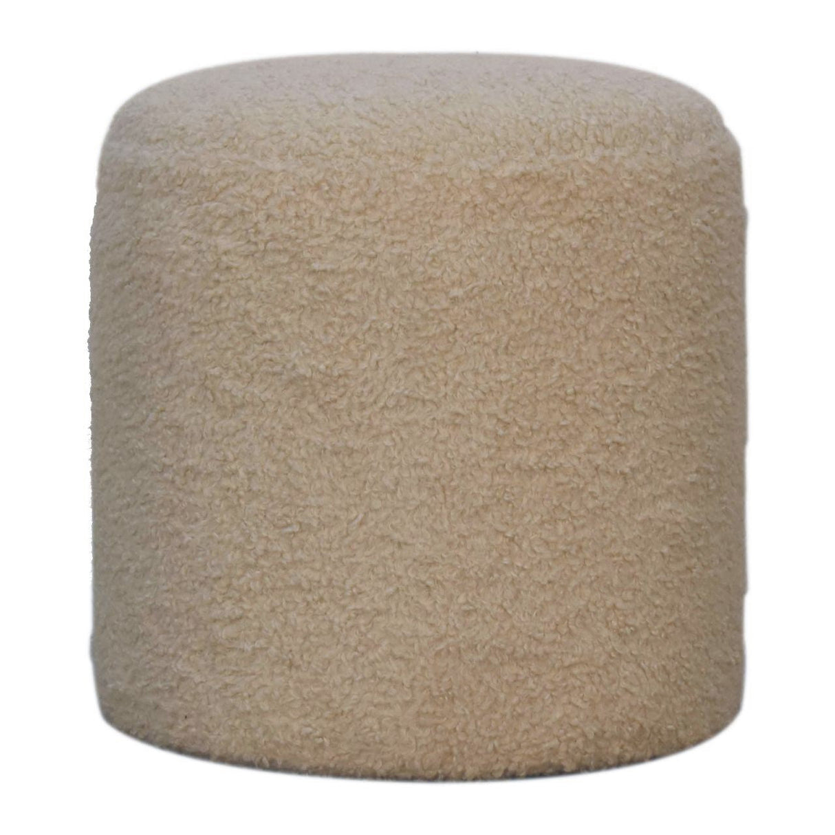 Boucle Cream Round Footstool NOVEX FURNITURES