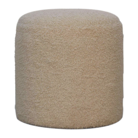 Boucle Cream Round Footstool NOVEX FURNITURES