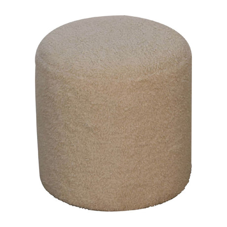 Boucle Cream Round Footstool NOVEX FURNITURES