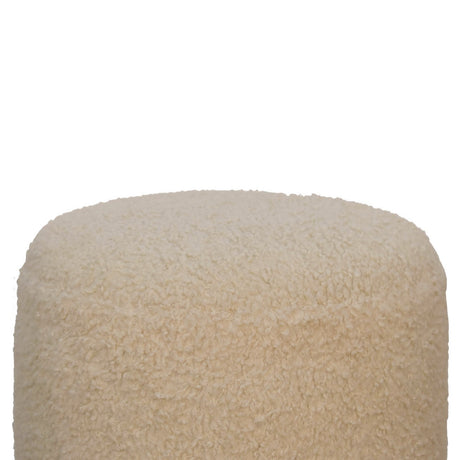 Boucle Cream Round Footstool NOVEX FURNITURES