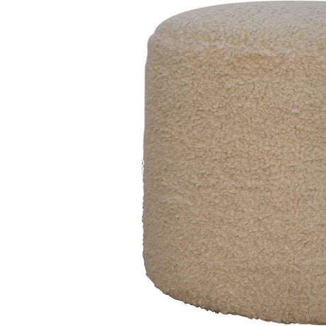 Boucle Cream Round Footstool NOVEX FURNITURES